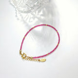 2mm Created Sapphire/Ruby Adjustable Bracelet 17+3cm Boho Beaded