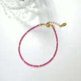2mm Created Sapphire/Ruby Adjustable Bracelet 17+3cm Boho Beaded