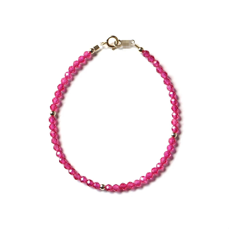 3mm Lab Ruby Bracelet 925 Silver Women Gift