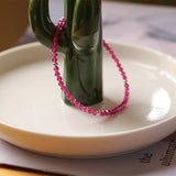 3mm Lab Ruby Bracelet 925 Silver Women Gift