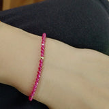 3mm Lab Ruby Bracelet 925 Silver Women Gift