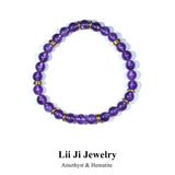 6mm Amethyst Hematite Bracelet Gemstone Jewelry Christmas Gift