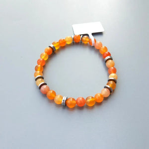 6mm Orange Carnelian Hematite Bracelet Unisex Gift
