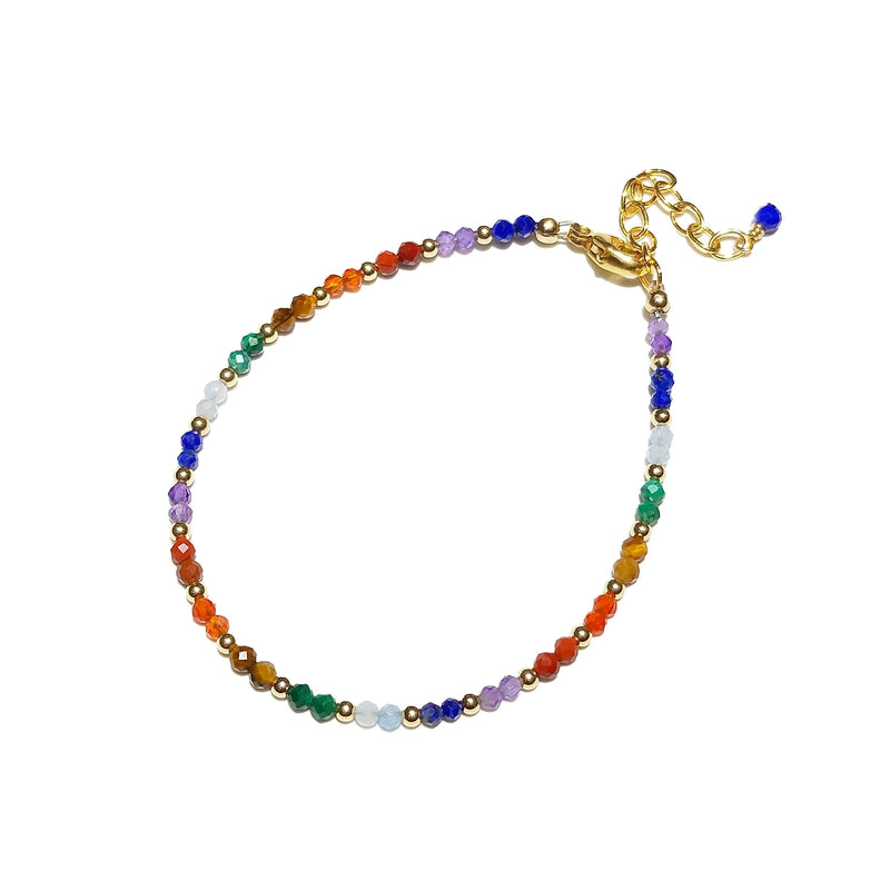 7 Chakras 14K Filled Bracelet Natural Gemstone 2/3/4/6/8mm Bracelet