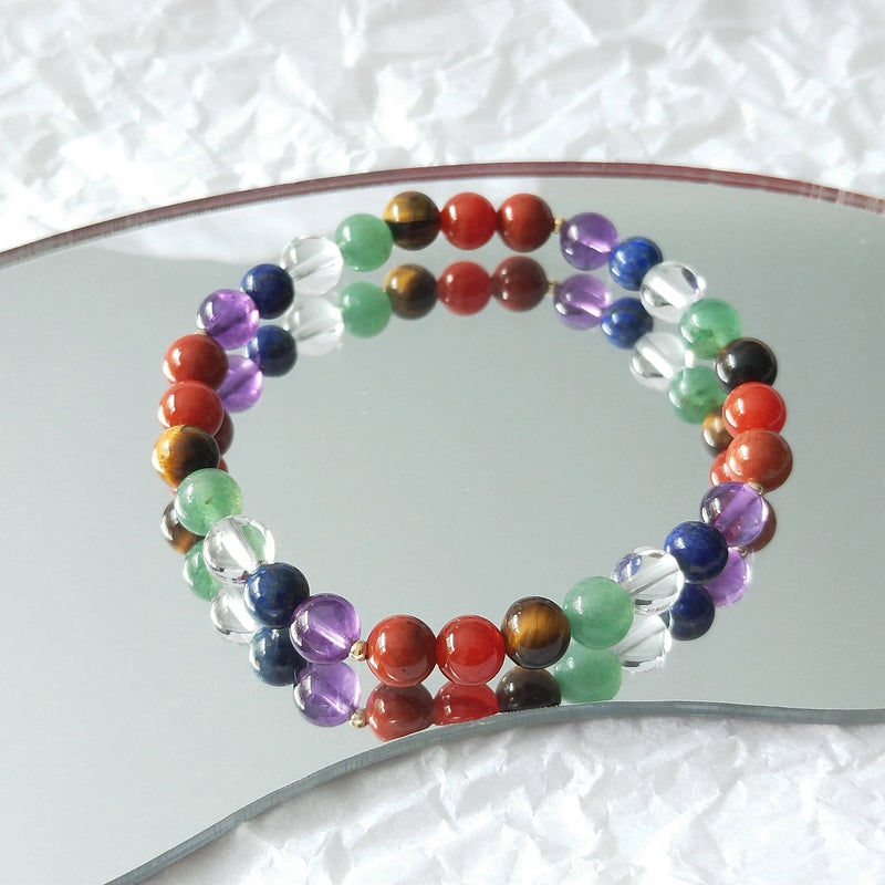 7 Chakras 14K Filled Bracelet Natural Stone 6mm/8mm Jewelry