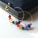 7 Chakras Gemstone 14K Filled Dangle Hoop Earrings