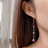 7 Chakras Gemstone 14K Filled Dangle Hoop Earrings