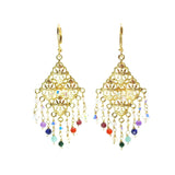 7 Chakras Gemstone 14K Filled Dangle Hoop Earrings