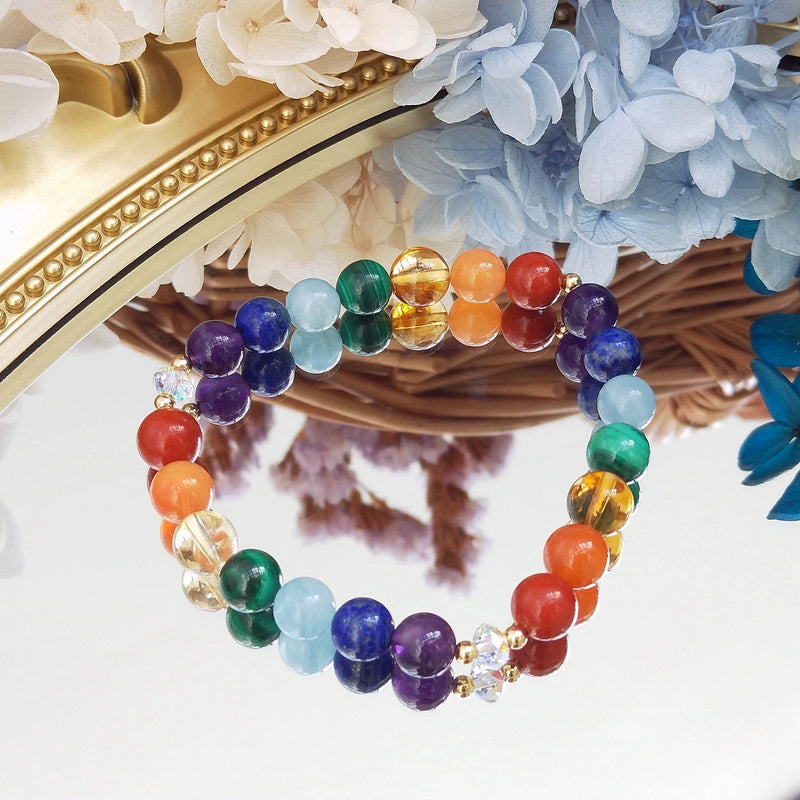 8mm 7 Chakras Gemstone Bracelet Boho Jewelry For Women