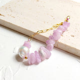 925 Silver Link Bracelet Kunzite Pearl Jewelry