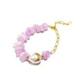 925 Silver Link Bracelet Kunzite Pearl Jewelry