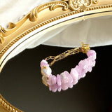925 Silver Link Bracelet Kunzite Pearl Jewelry