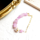 925 Silver Link Bracelet Kunzite Pearl Jewelry