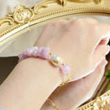 925 Silver Link Bracelet Kunzite Pearl Jewelry