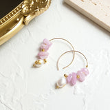 925 Silver Kunzite Pearl Plated Hoop Earrings for Women
