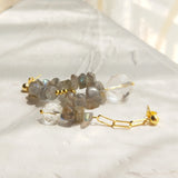 925 Silver Labradorite Clear Quartz Asymmetric Stud Earrings