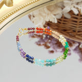 14K Filled Stone 3-4mm Beaded Bracelet 17+3cm Rainbow Jewelry