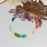 14K Filled Stone 3-4mm Beaded Bracelet 17+3cm Rainbow Jewelry
