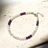 Amethyst Rose Quartz Clear Quartz 925 Sterling Silver Bracelet