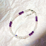 Amethyst Rose Quartz Clear Quartz 925 Sterling Silver Bracelet