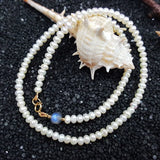 Aurora Labradorite Freshwater Pearl Choker Necklace 925 Sterling Silver