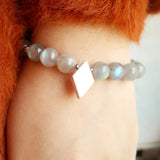Natural Labradorite Hematite 925 Silver Charm Bracelet