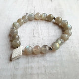 Natural Labradorite Hematite 925 Silver Charm Bracelet