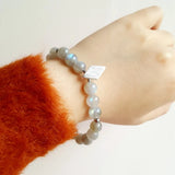 Natural Labradorite Hematite 925 Silver Charm Bracelet