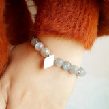 Natural Labradorite Hematite 925 Silver Charm Bracelet