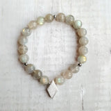Natural Labradorite Hematite 925 Silver Charm Bracelet