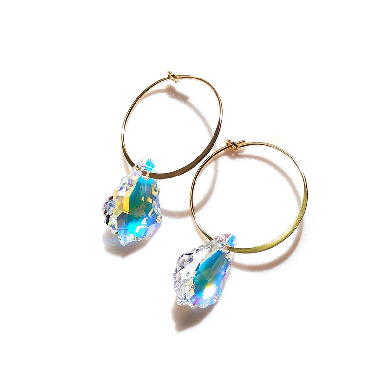 Austrian Crystal 14K Filled Hoop Earrings Jewelry For Women Gift