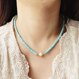 Baroque Pearl Stone 925 Silver Choker Necklace Bohemian Jewelry
