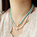 Baroque Pearl Stone 925 Silver Choker Necklace Bohemian Jewelry