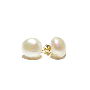 Baroque Pearl Stud Earrings 925 Sterling Silver Freshwater Pearl 12-13mm