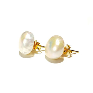 Baroque Pearl Stud Earrings 925 Sterling Silver Freshwater Pearl 12-13mm