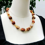 Beige Natural Stone Yellow Jade Agate Necklace Women Jewelry Gift