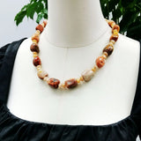 Beige Natural Stone Yellow Jade Agate Necklace Women Jewelry Gift