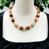 Beige Natural Stone Yellow Jade Agate Necklace Women Jewelry Gift