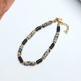 Agate Dalmatians Stone Stainless Steel Plated Bracelet Jewelry