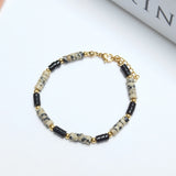 Agate Dalmatians Stone Stainless Steel Plated Bracelet Jewelry