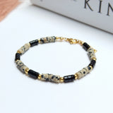 Agate Dalmatians Stone Stainless Steel Plated Bracelet Jewelry