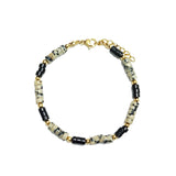 Agate Dalmatians Stone Stainless Steel Plated Bracelet Jewelry