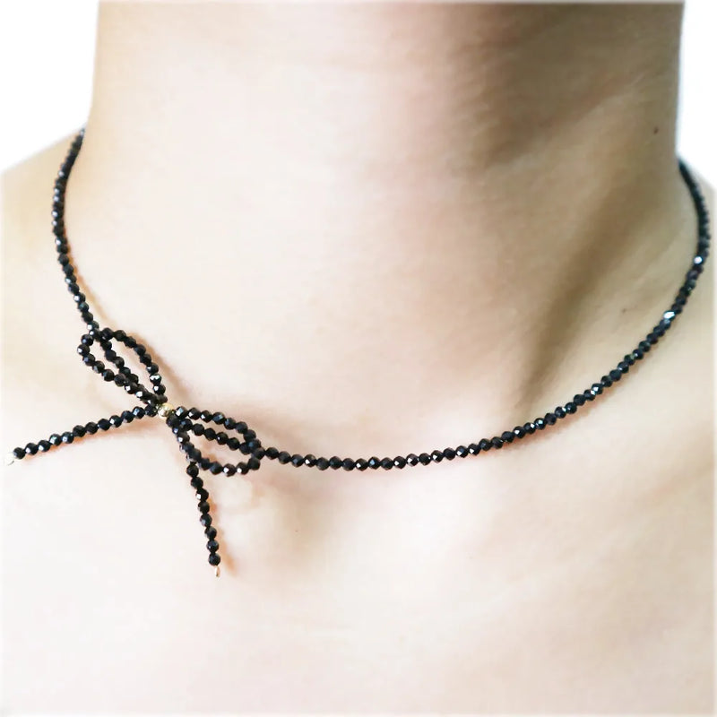 Spinel Bowknot Necklace 925 Silver 18K Plated Choker