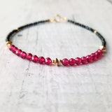 Lab-created Ruby Bracelet Spinel Gemstone 925 Silver Clasp