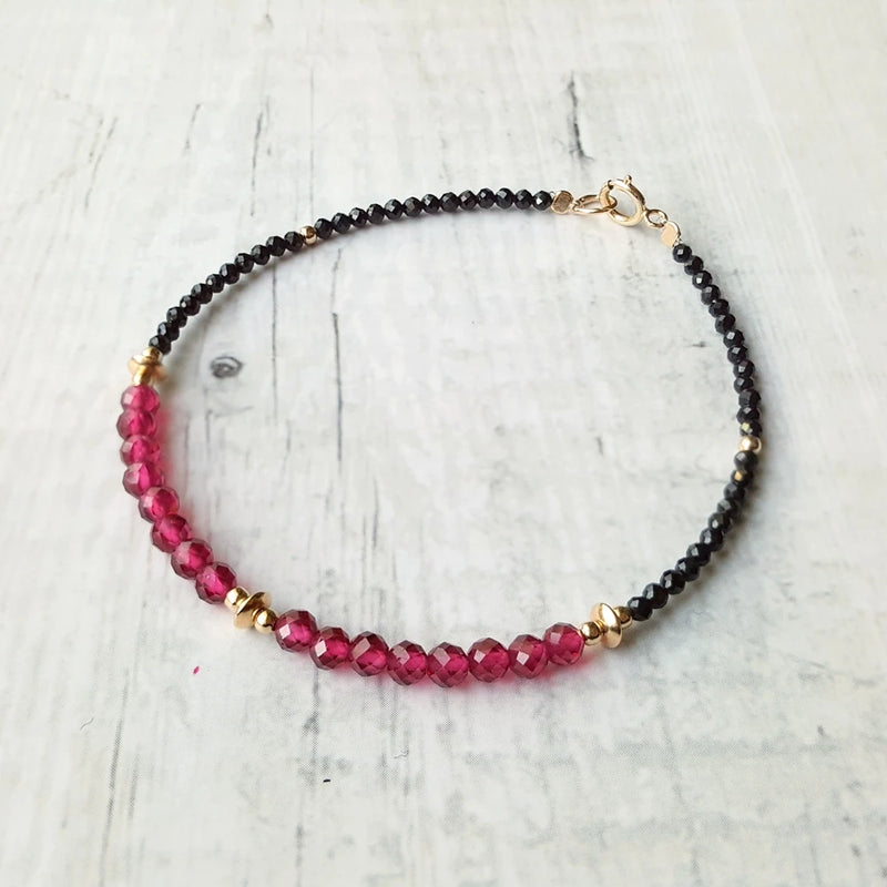 Lab-created Ruby Bracelet Spinel Gemstone 925 Silver Clasp