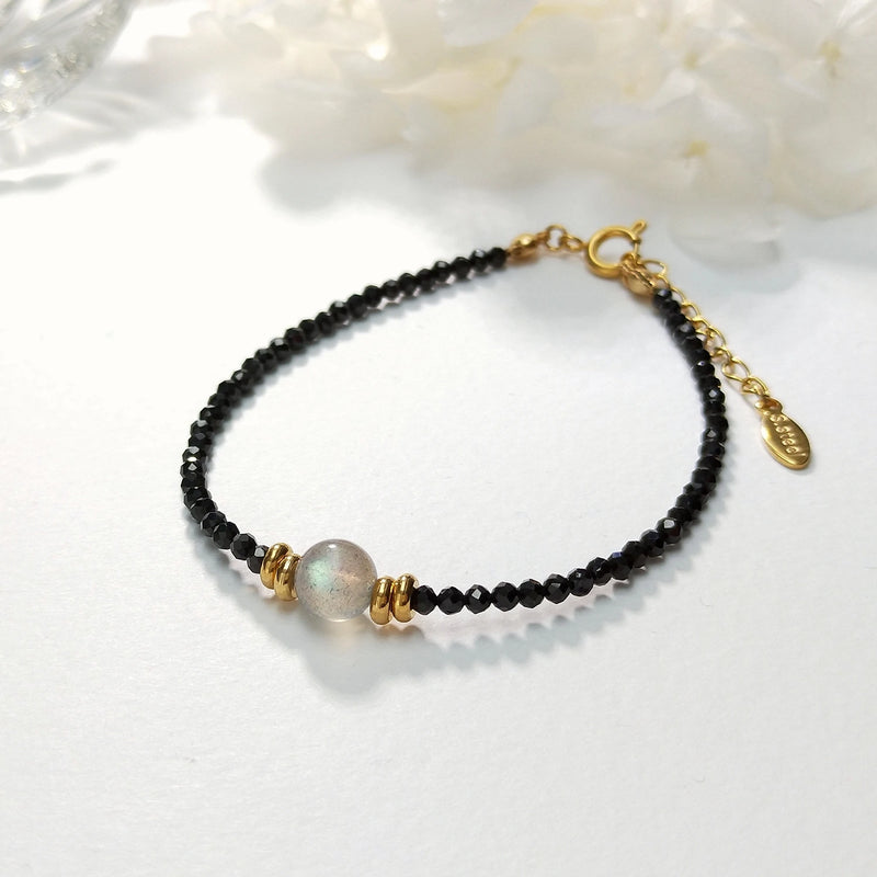 Spinel Labradorite Bracelet Natural Stone Jewelry 17+3cm Boho Gift