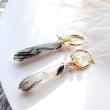 Tourmaline Quartz Freshwater Pearl Moonstone 925 Earrings