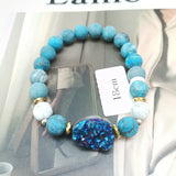 Crazy Lace Agate Druzy Quartz Hematite Bracelet Boho Jewelry