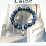 Sodalite Bracelet Heart Charm Jewelry 17-18cm
