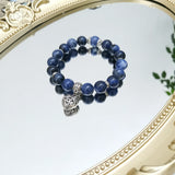Sodalite Bracelet Heart Charm Jewelry 17-18cm